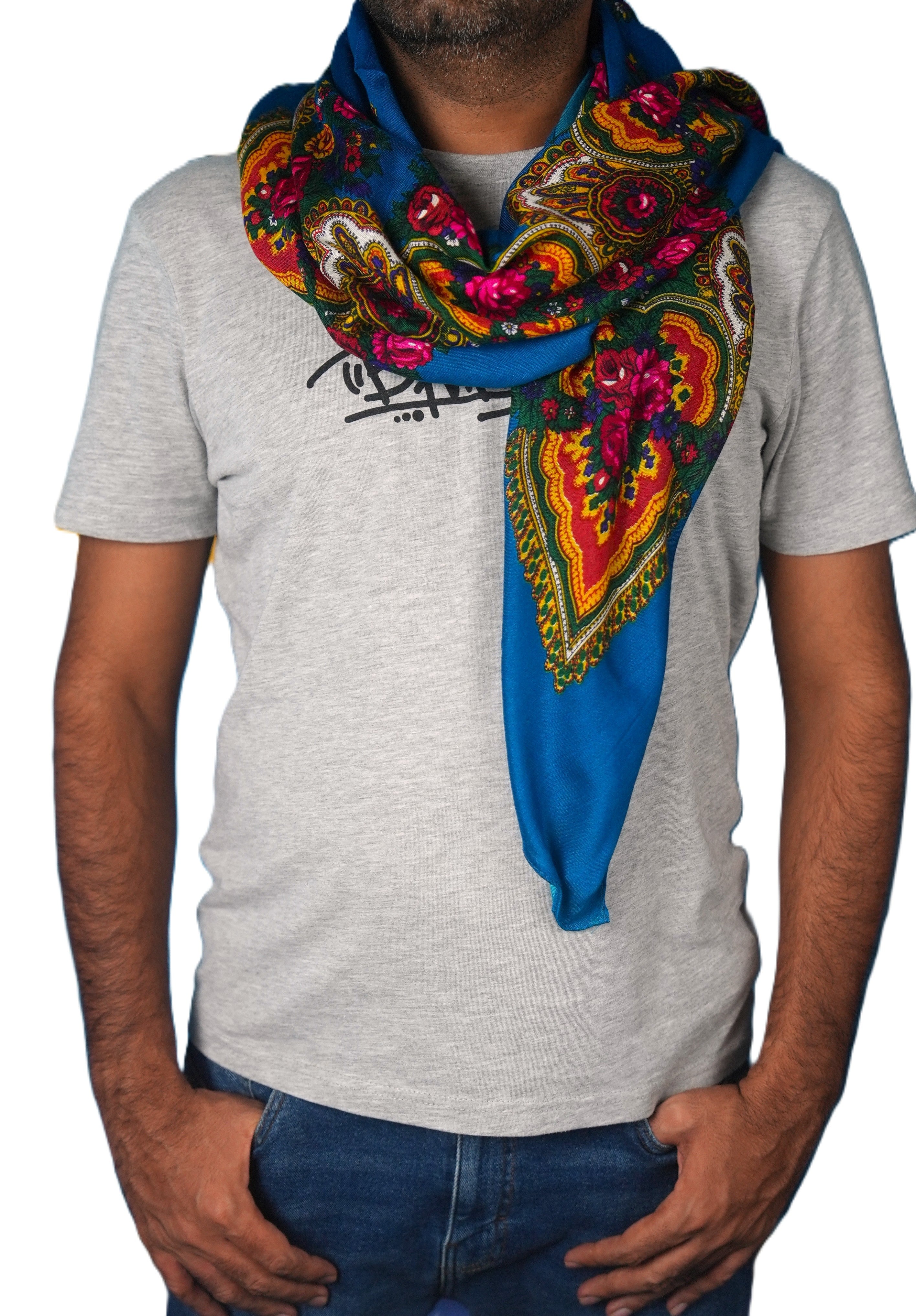 Beautiful Boho Scarf – Multicolor Folk Print, Cotton Blend